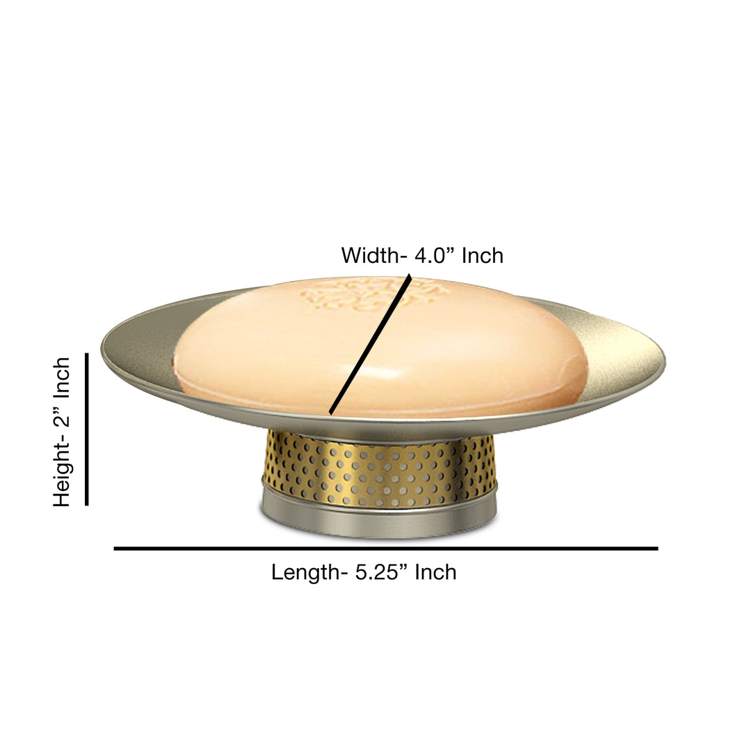 Soap Dish for Bathroom Counter,Shower & Kitchen | Pewter/Gold