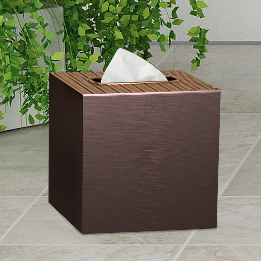Tissue Box | Stainless Steel Square Facial Tissue Box Holder | Copper/Orb Finish