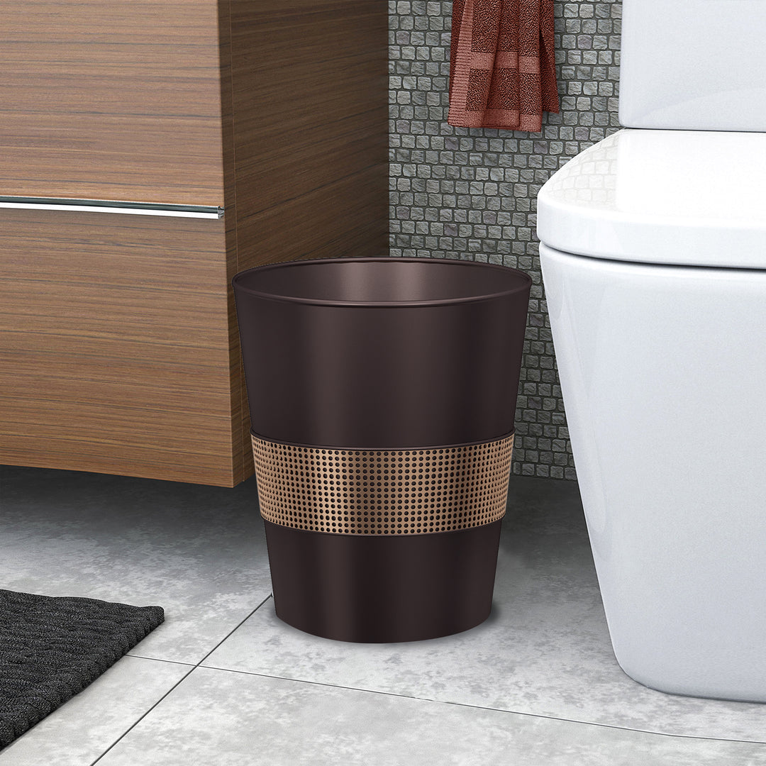 Stainless Steel Home Waste Bin 7 Qt | Modern Bathroom Trash Can | Oil Rubbed Bronze & Copper