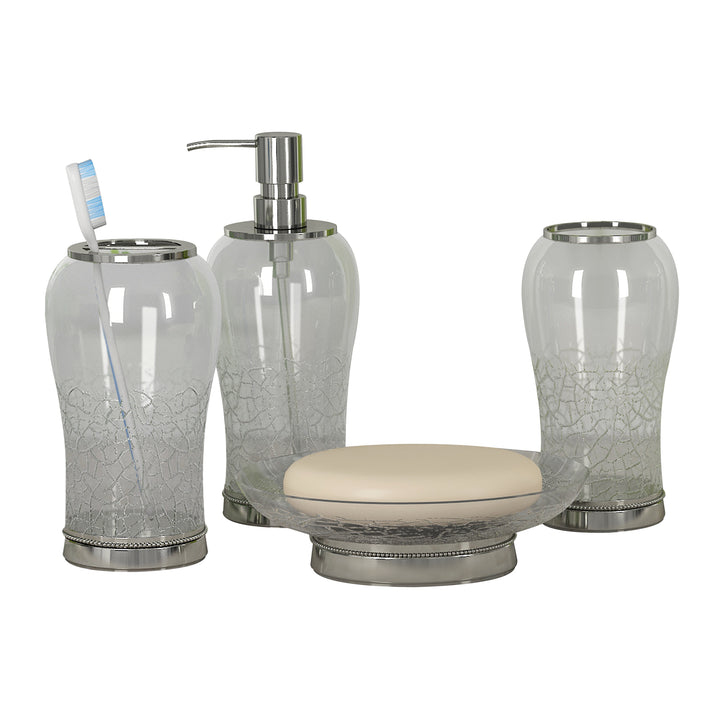 Glass Liquid Soap Dispenser Pump Bottle | Bathroom Vanity & Kitchen Sink,Holds Soap,Lotion & Sanitizer | Crackle Glass