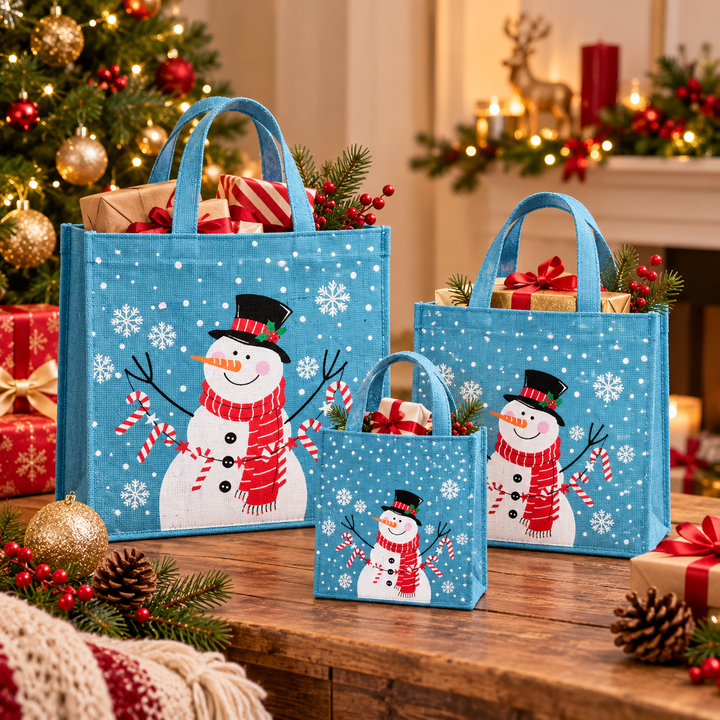 Christmas Gift Bag | Laminated Printed Gift Bag | Ice Blue