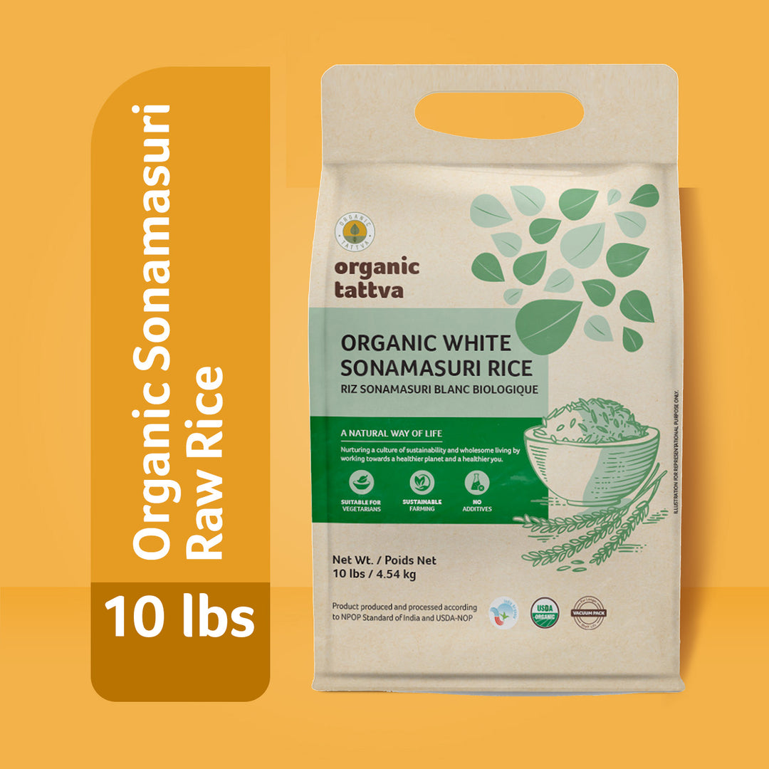 Organic White Sonamasuri Rice 10 lbs Pack of 4