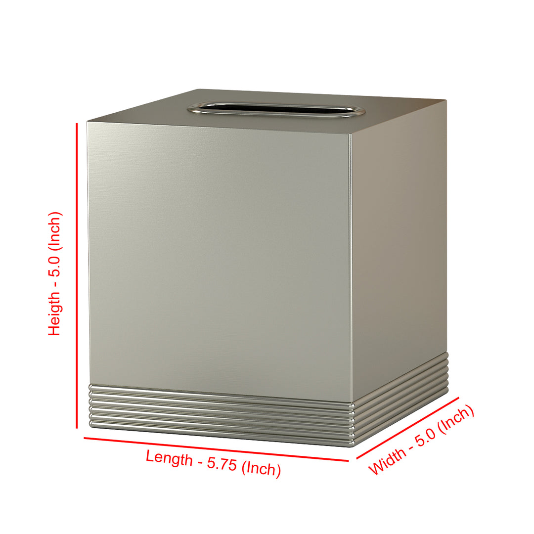 Tissue Box | Metal Square Facial Tissue Box Cover Holder | Brushed Pewter
