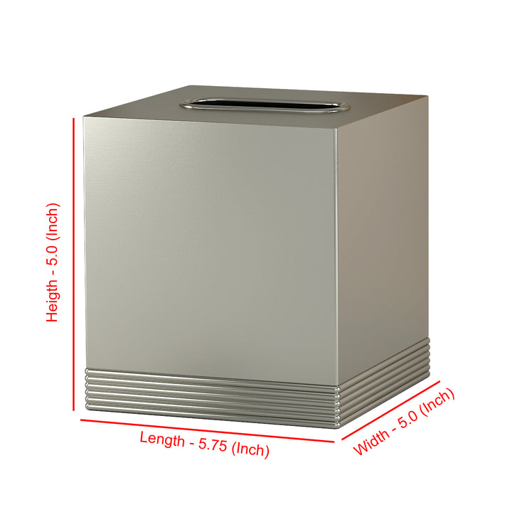 Tissue Box | Metal Square Facial Tissue Box Cover Holder | Brushed Pewter