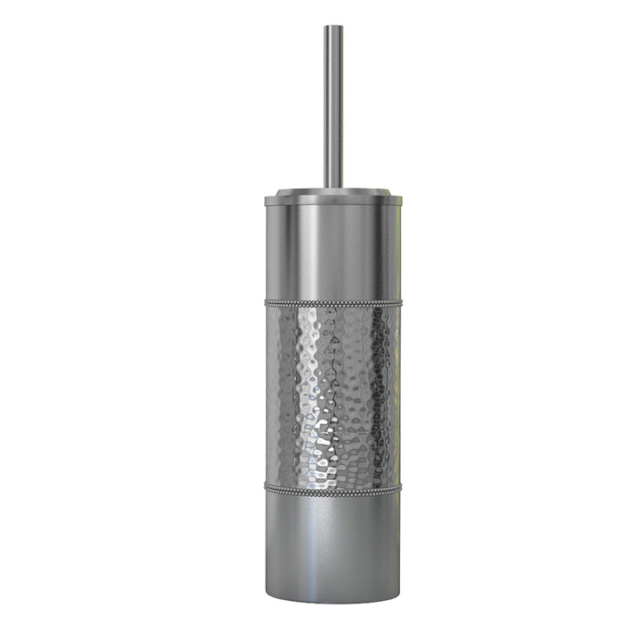 Stainless Steel Hammered Toilet Brush Holder for Bathroom Shiny Finish Comes with a Complete Plastic Liner Inside to Prevent Dripping