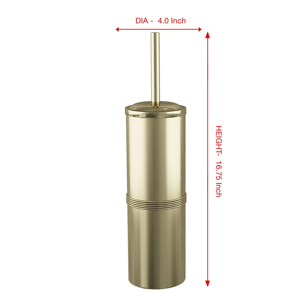 Stainless Steel Toilet Brush Holder | Round Shape | Gold Finish | Comes with a Complete Plastic Liner Inside to Prevent Dripping