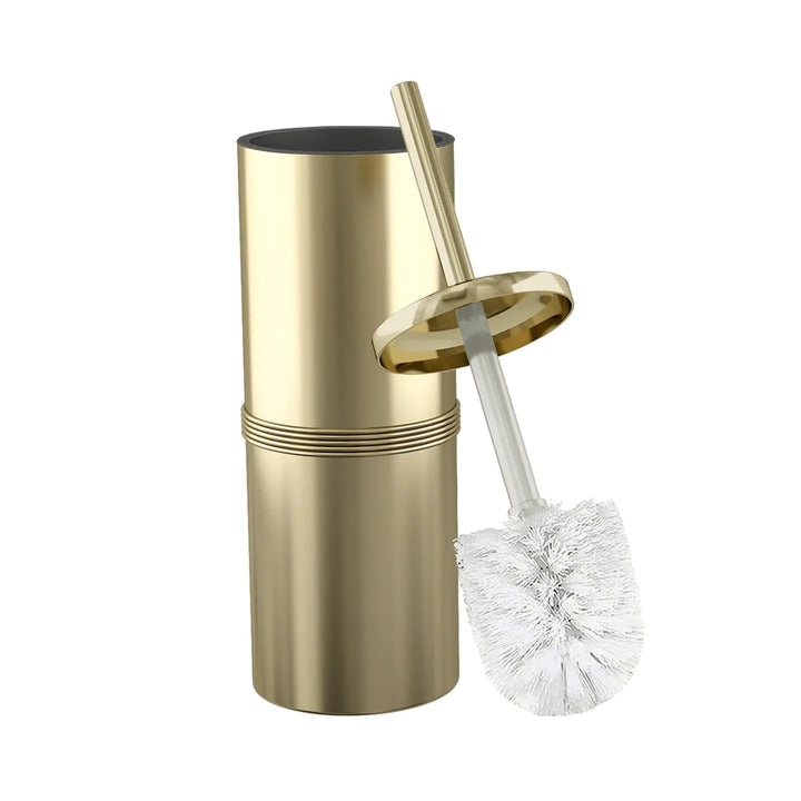 Stainless Steel Toilet Brush Holder | Round Shape | Gold Finish | Comes with a Complete Plastic Liner Inside to Prevent Dripping