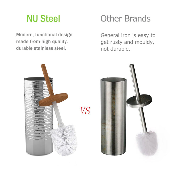 Stainless Steel Toilet Brush Holder | Round Shape | Silver Finish | Comes with a Complete Plastic Liner Inside to Prevent Dripping