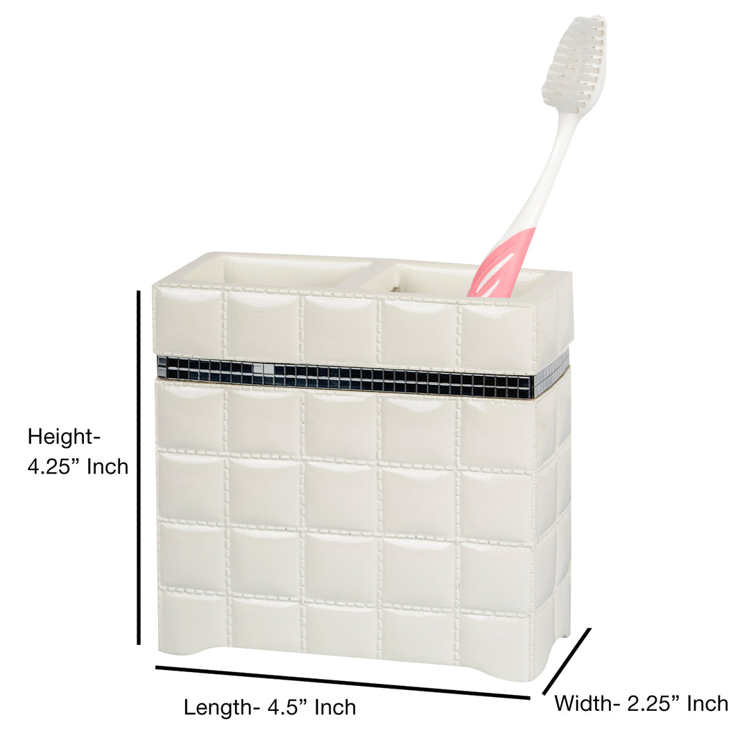 Toothbrush Holder | Compact Multi-Slot Holder for Toothbrushes, Razors & Makeup Accessories | White Resin