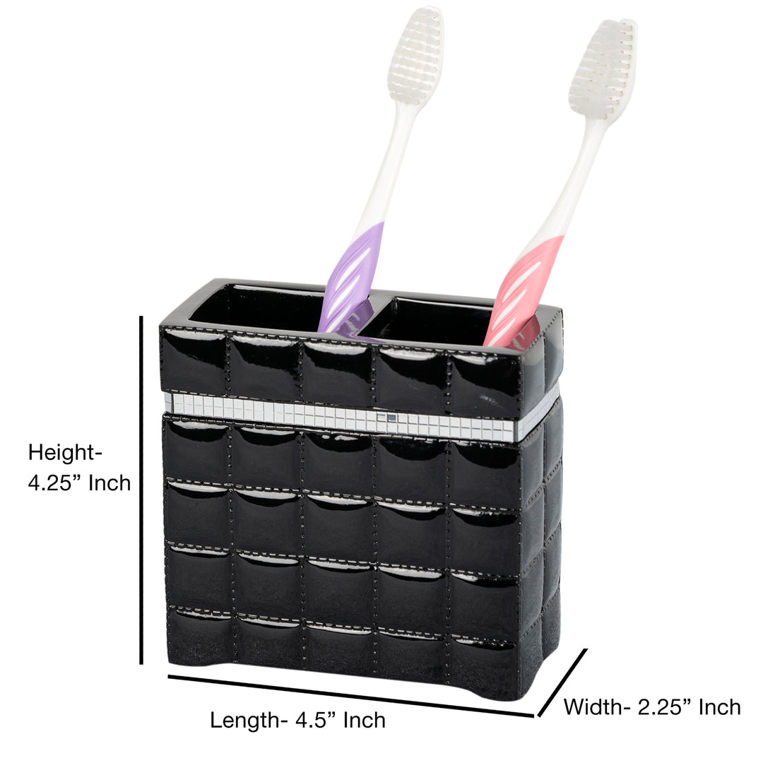 Toothbrush Holder | Compact Multi-Slot Holder for Toothbrushes,Razors & Makeup Accessories | Black Resin