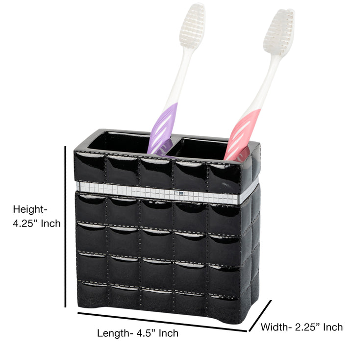 Toothbrush Holder | Compact Multi-Slot Holder for Toothbrushes,Razors & Makeup Accessories | Black Resin
