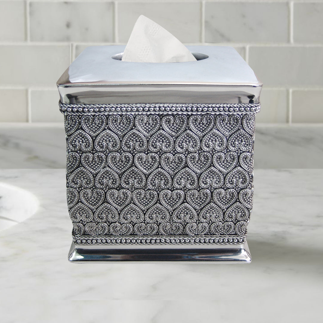 Tissue Box Cover | Resin Square Facial Tissue Box Holder | Chrome Finish