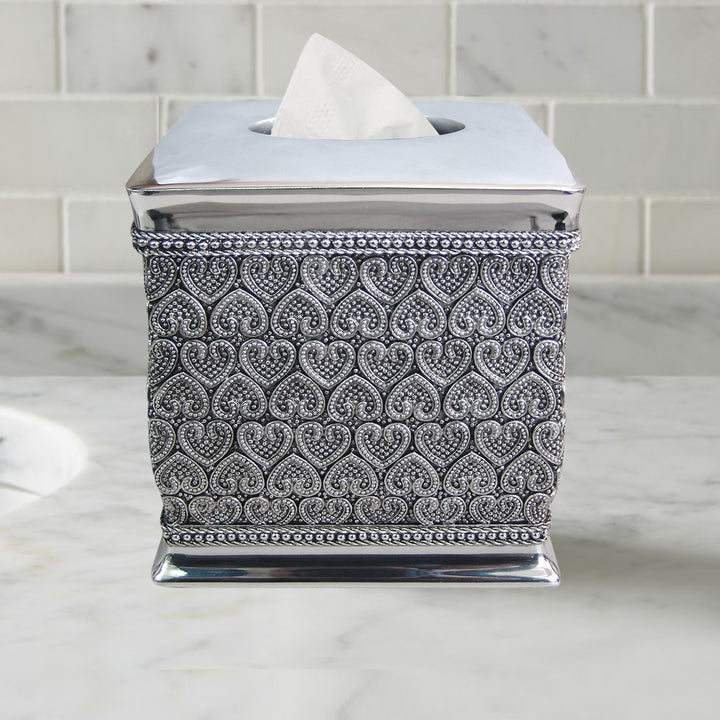 Tissue Box Cover | Resin Square Facial Tissue Box Holder | Chrome Finish