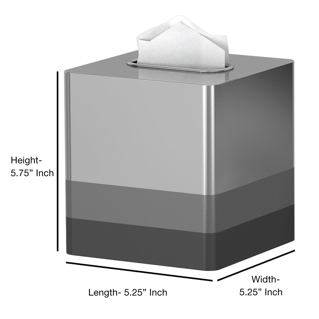 Tissue Box | Triune 3-Tone Boutique Tissue Box Cover | Stainless Steel Square Facial Tissue Box Holder | Black Nickel Finish