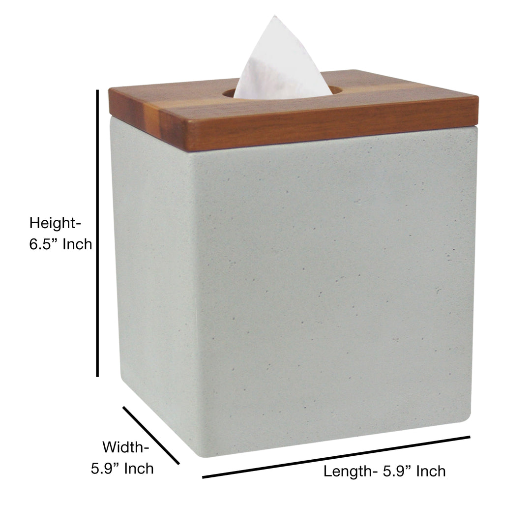 Boutique Tissue Box Cover | Marble Square Facial Tissue Box Holder for Bathroom Vanity Countertops | Stone Finish