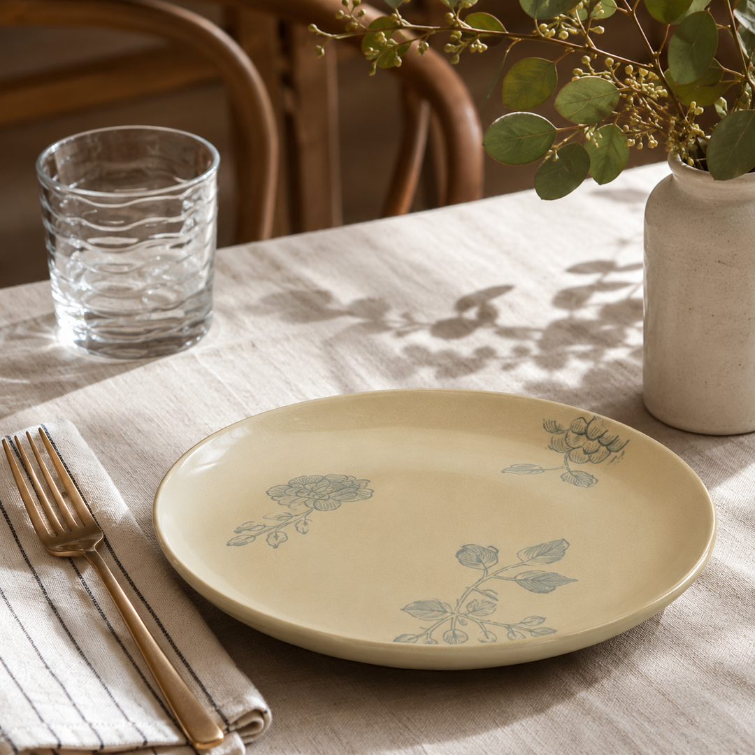 Eggshell Ceramic Dinner Plate 9.8" | Round Glossy Handcrafted Plate