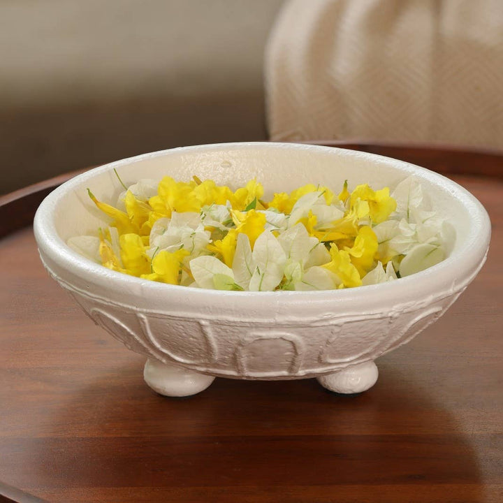 Terracotta Decorative Bowl 12" | Organic Pattern Rustic Centerpiece Bowl
