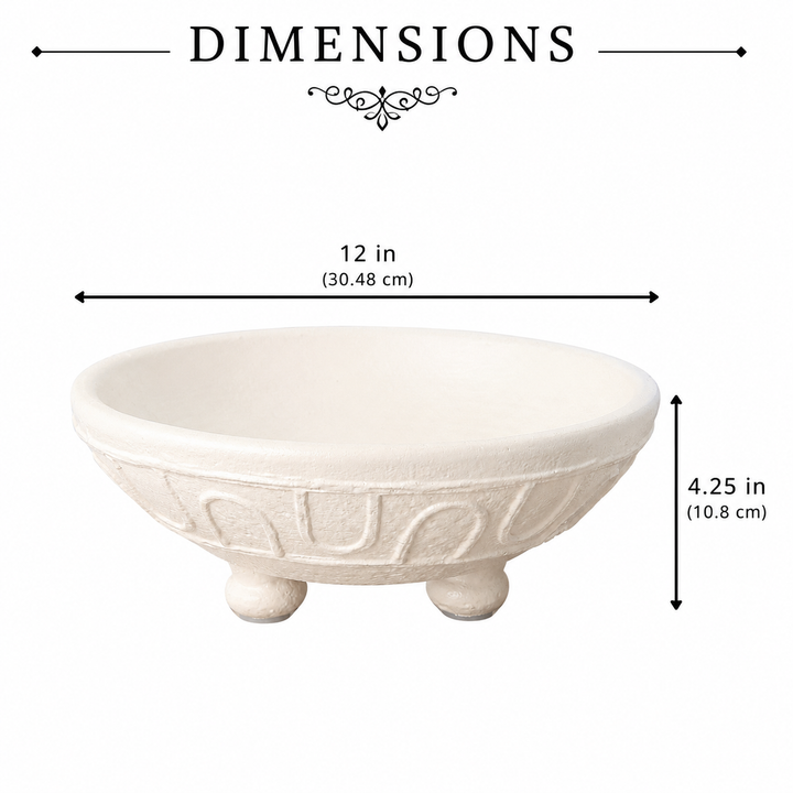 Terracotta Decorative Bowl 12" | Organic Pattern Rustic Centerpiece Bowl