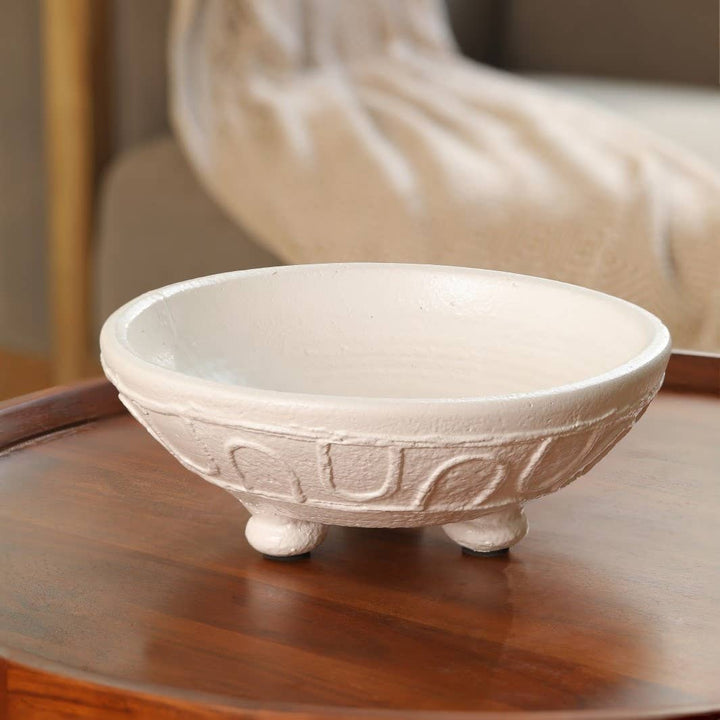 Terracotta Decorative Bowl 12" | Organic Pattern Rustic Centerpiece Bowl