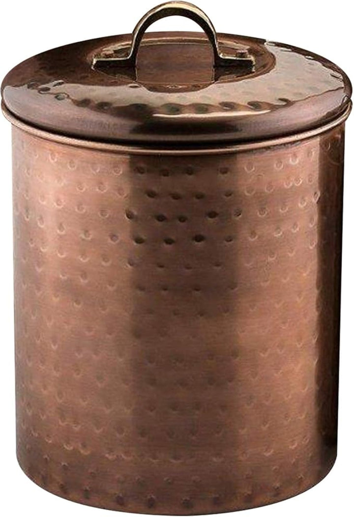 Stainless Steel Kitchen Canister | Hammered Antique Copper Finish | Beautiful Food Storage Container for Kitchen Counter, Tea, Sugar, Coffee, Caddy, Flour Canister with Rubber Seal Lid