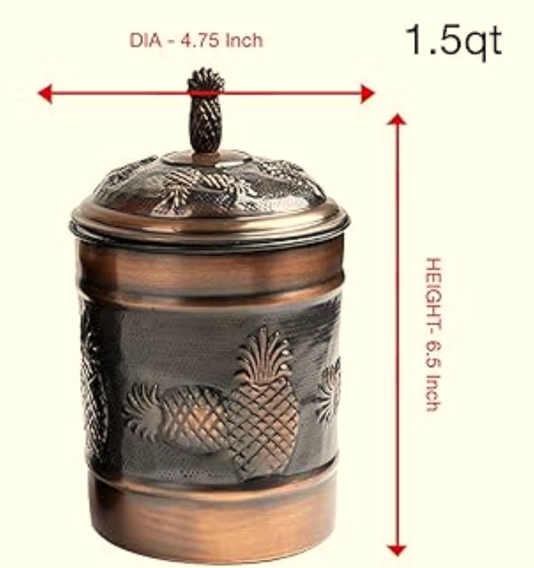 Stainless Steel Canister with Rubber Seal Lid | Antique Copper Finish | Beautiful Food Storage Container for Kitchen Counter, Tea, Sugar, Coffee, Caddy, Flour Canister