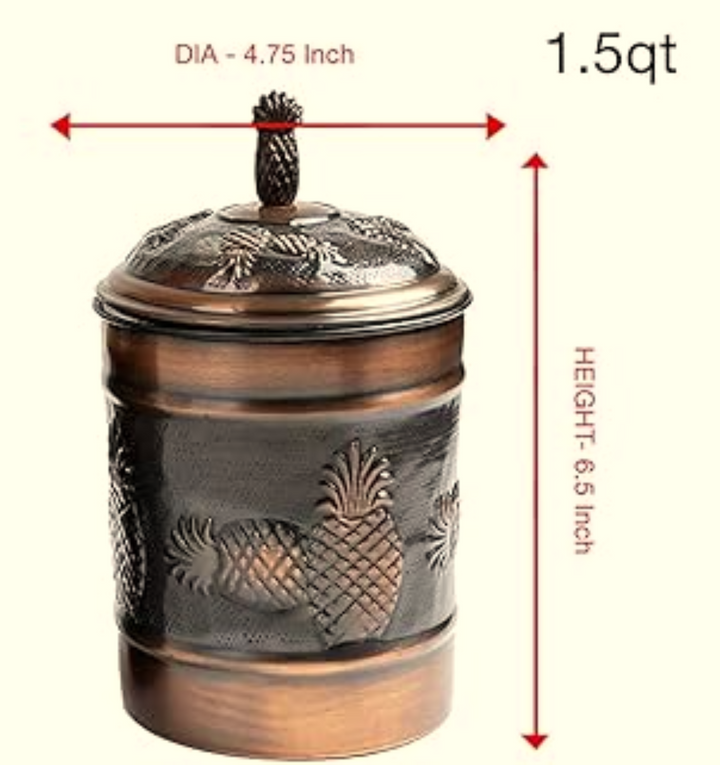 Stainless Steel Canister with Rubber Seal Lid | Antique Copper Finish | Beautiful Food Storage Container for Kitchen Counter, Tea, Sugar, Coffee, Caddy, Flour Canister