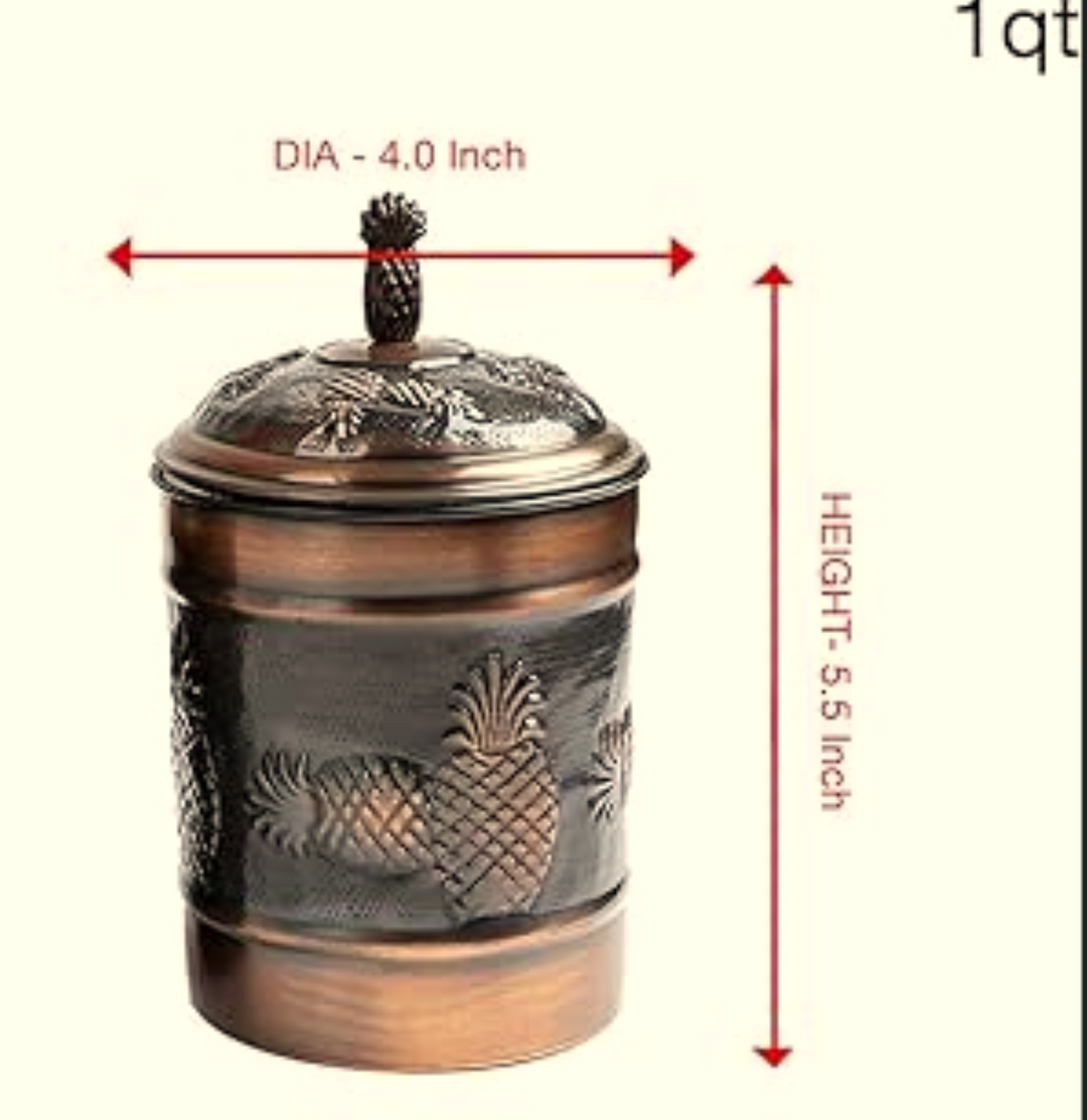 Stainless Steel Canister with Rubber Seal Lid | Antique Copper Finish | Beautiful Food Storage Container for Kitchen Counter, Tea, Sugar, Coffee, Caddy, Flour Canister