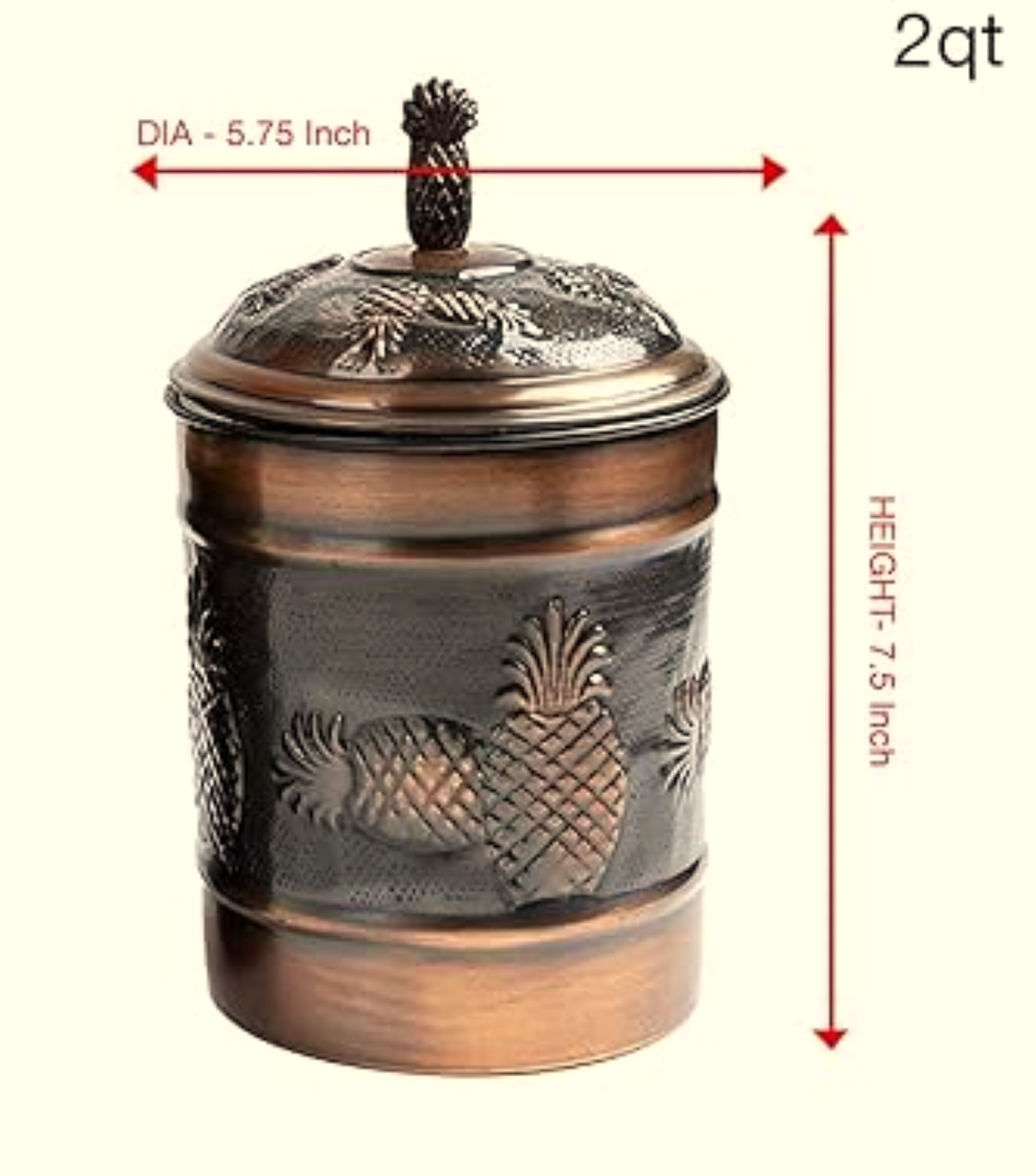 Stainless Steel Canister with Rubber Seal Lid | Antique Copper Finish | Beautiful Food Storage Container for Kitchen Counter, Tea, Sugar, Coffee, Caddy, Flour Canister