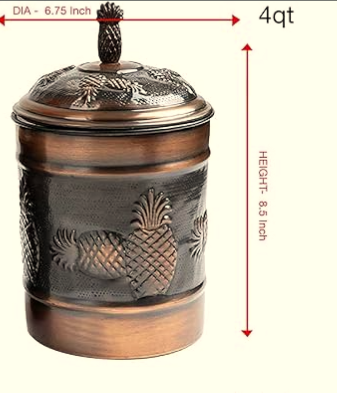 Stainless Steel Canister with Rubber Seal Lid | Antique Copper Finish | Beautiful Food Storage Container for Kitchen Counter, Tea, Sugar, Coffee, Caddy, Flour Canister