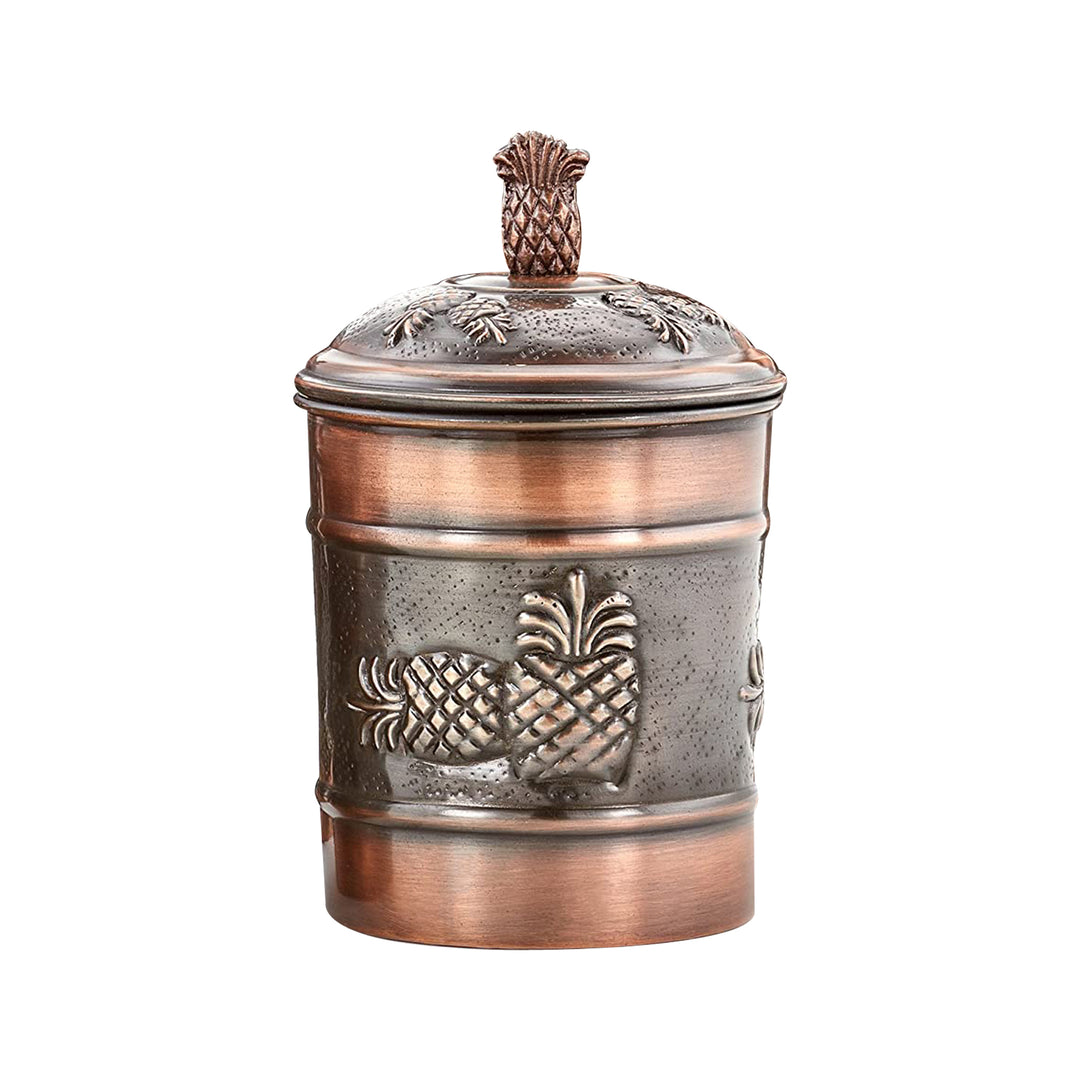 Stainless Steel Canister with Rubber Seal Lid | Antique Copper Finish | Beautiful Food Storage Container for Kitchen Counter, Tea, Sugar, Coffee, Caddy, Flour Canister