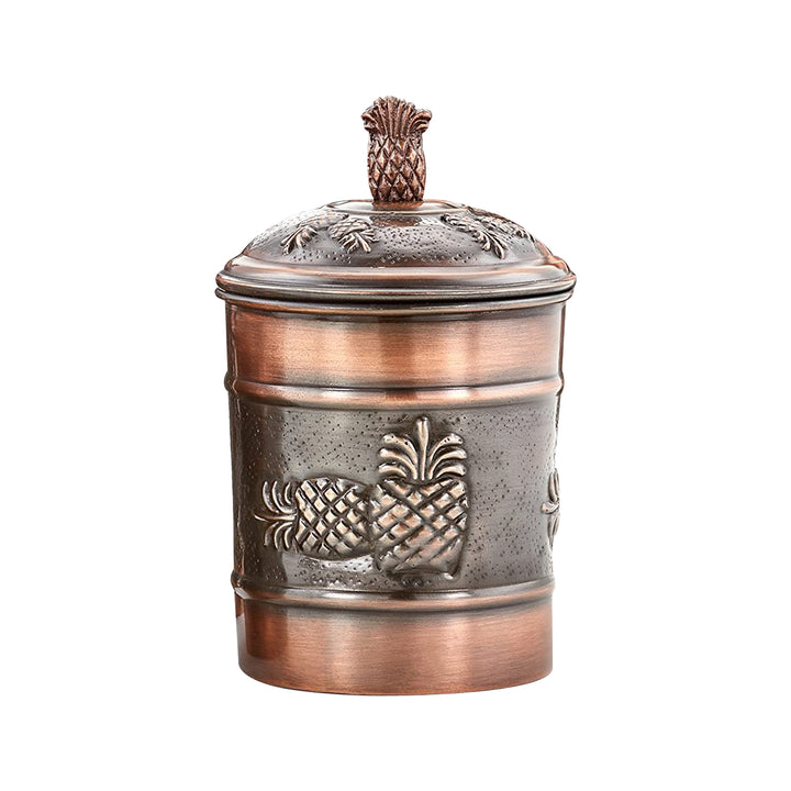 Stainless Steel Canister with Rubber Seal Lid | Antique Copper Finish | Beautiful Food Storage Container for Kitchen Counter, Tea, Sugar, Coffee, Caddy, Flour Canister