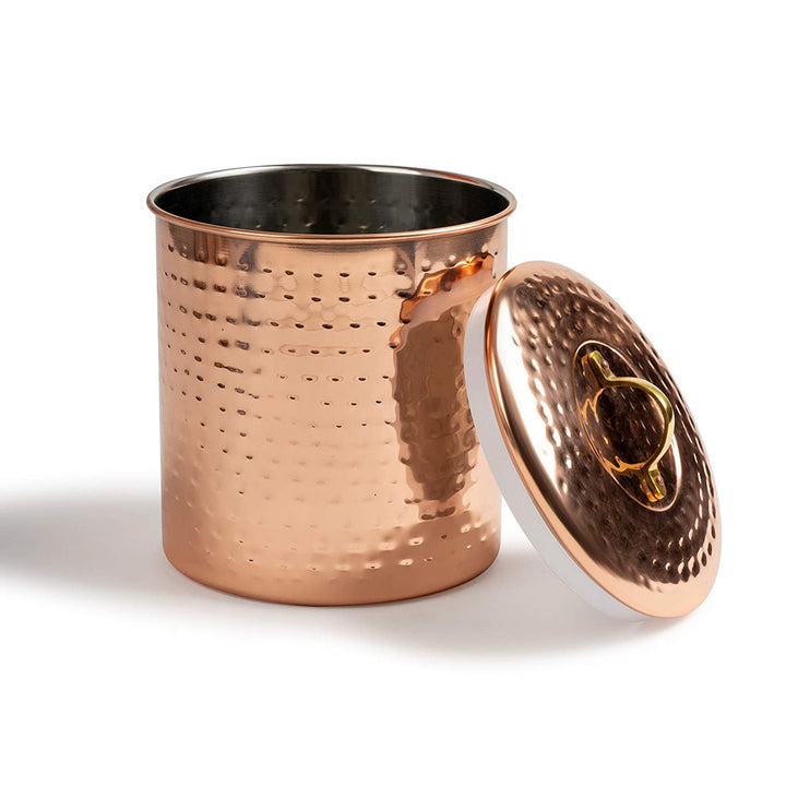 Stainless Steel Canister with Rubber Seal Lid | Hammered Copper Finish |  Beautiful Food Storage Container for Kitchen Counter, Tea, Sugar, Coffee, Caddy, Flour Canister