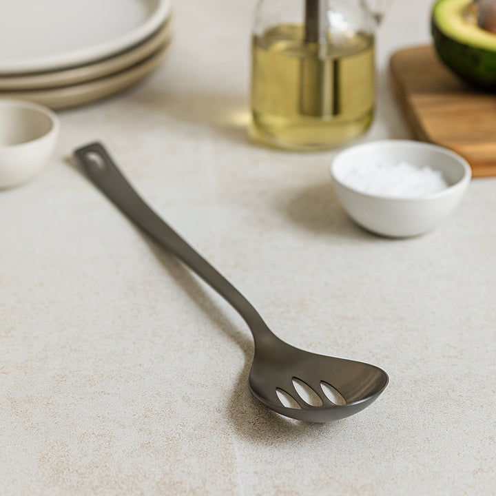Slotted Spoon | 1.8mm Stainless Steel Laddle | Black Nickel Finish