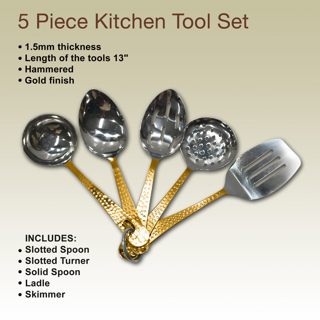 5-Piece Stainless Steel Kitchen Utensil Set | Professional & Premium Cookware Tools