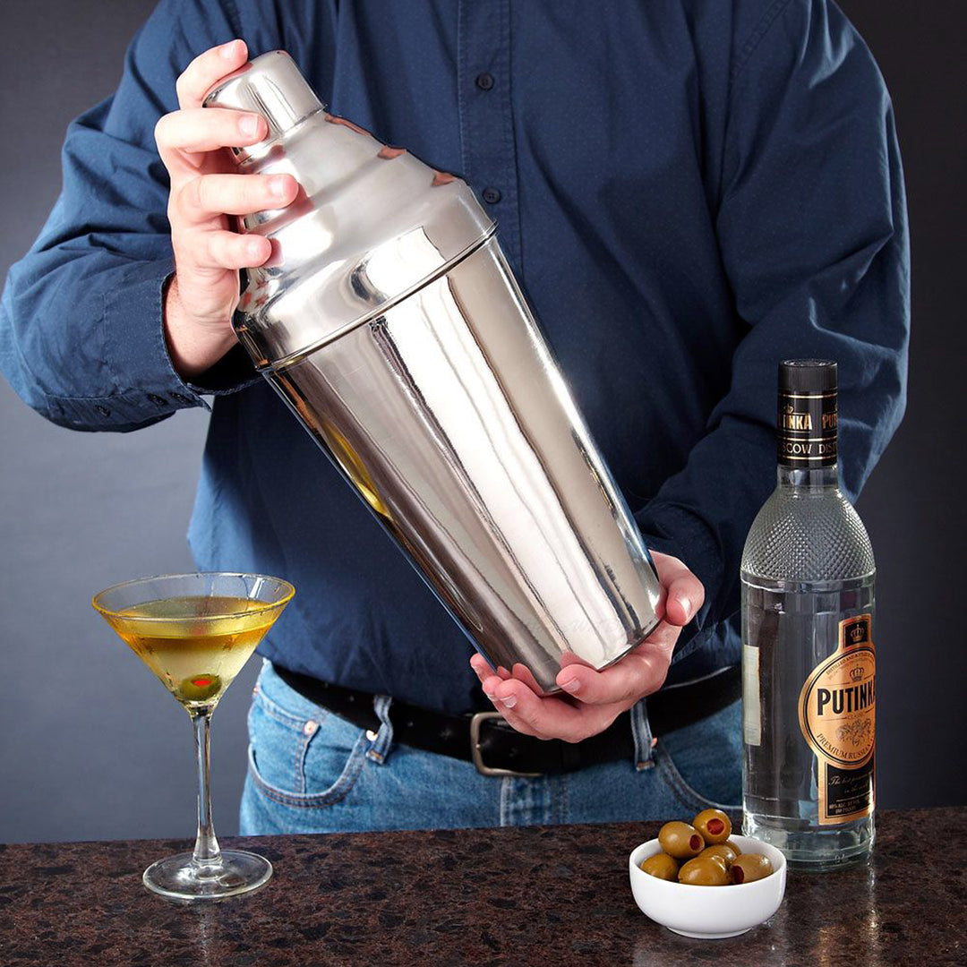 Stainless Steel Cocktail Shaker | Shiny Mirror Finish |  110 oz Bar Tool