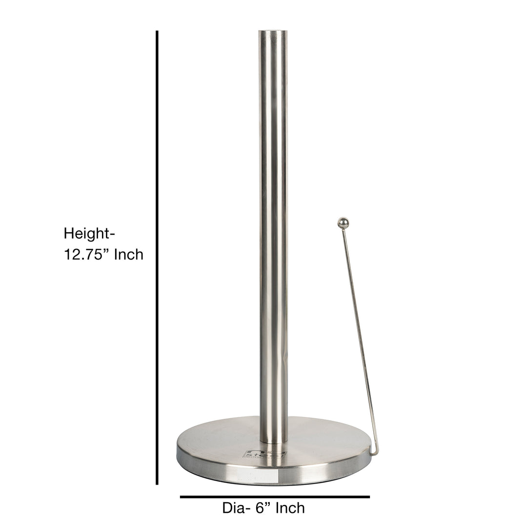 Stainless Steel Paper Towel Holder | Easy One-Handed Tear Kitchen Paper Towel Dispenser with Weighted Base for Standard Paper Towel Rolls | Brushed Finish