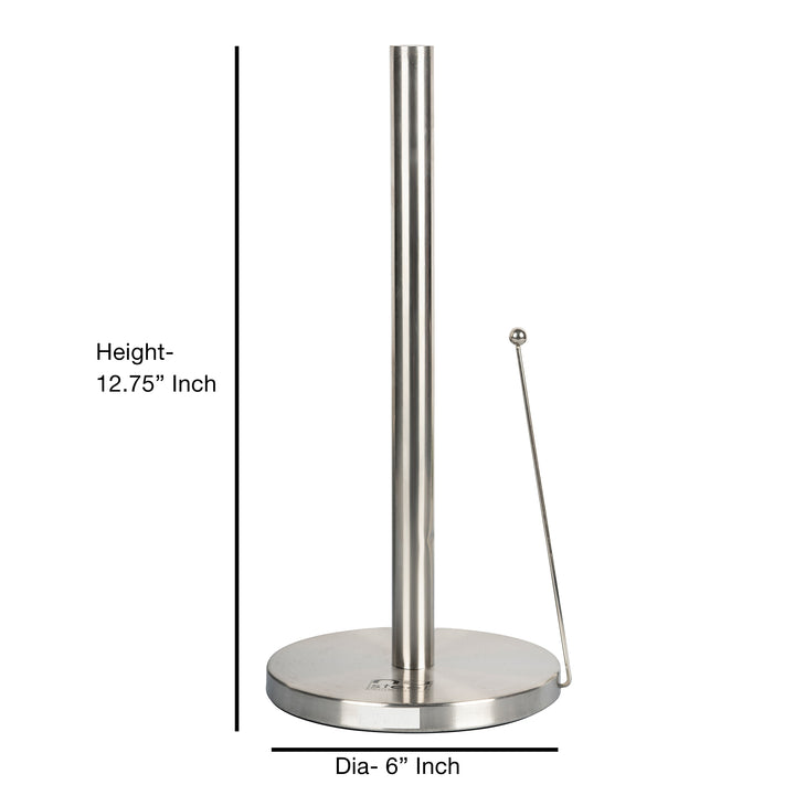 Stainless Steel Paper Towel Holder | Easy One-Handed Tear Kitchen Paper Towel Dispenser with Weighted Base for Standard Paper Towel Rolls | Brushed Finish