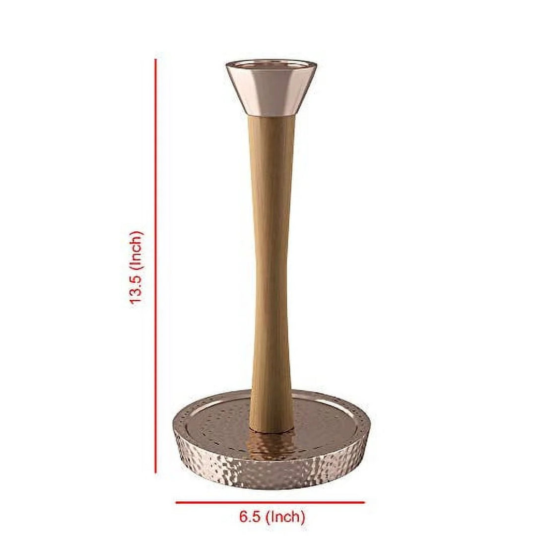 Wood Paper Towel Holder | Easy One-Handed Tear Kitchen Paper Towel Dispenser with Weighted Base for Standard Paper Towel Rolls, Oil Rubbed Bronze Finish