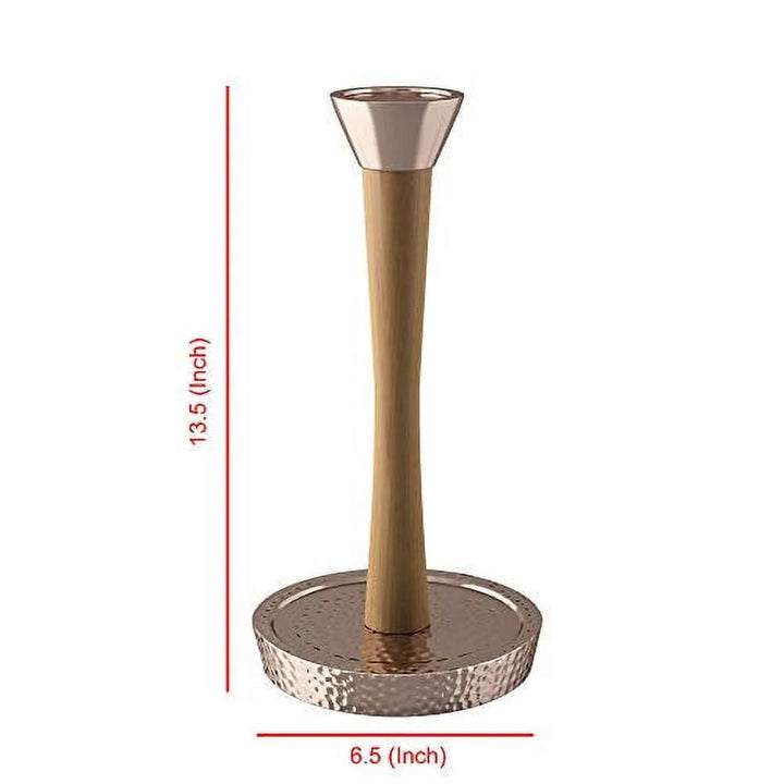 Wood Paper Towel Holder | Easy One-Handed Tear Kitchen Paper Towel Dispenser with Weighted Base for Standard Paper Towel Rolls, Oil Rubbed Bronze Finish