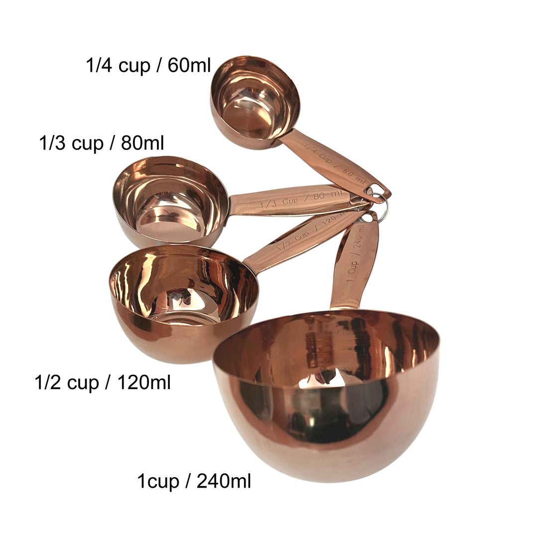 4-Piece Stainless Steel Measuring Cup Set With Leveler For Cooking, Baking & Spices