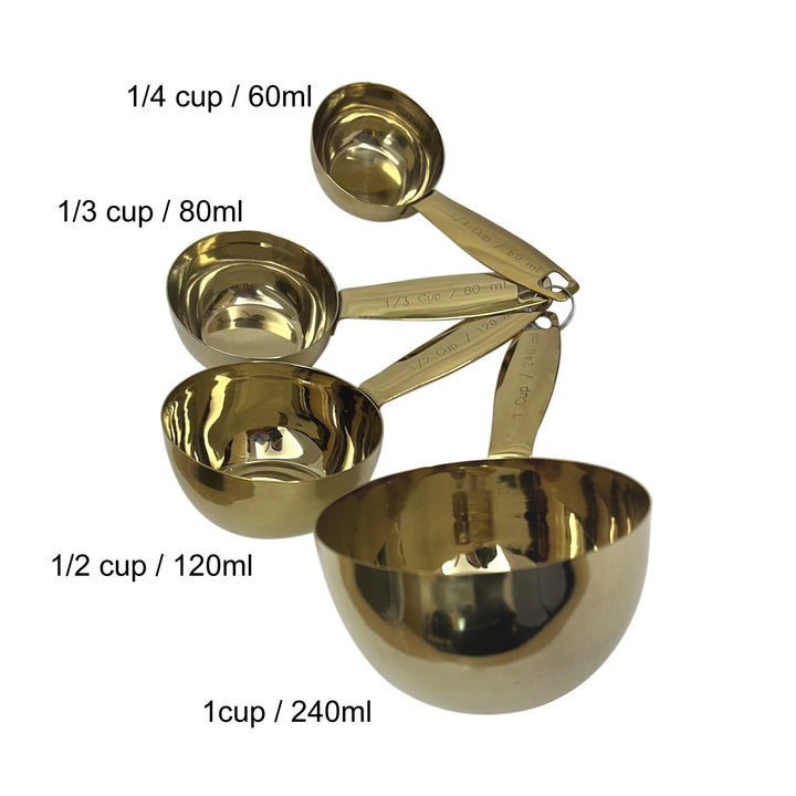 4-Piece Stainless Steel Measuring Cup Set With Leveler For Cooking, Baking & Spices