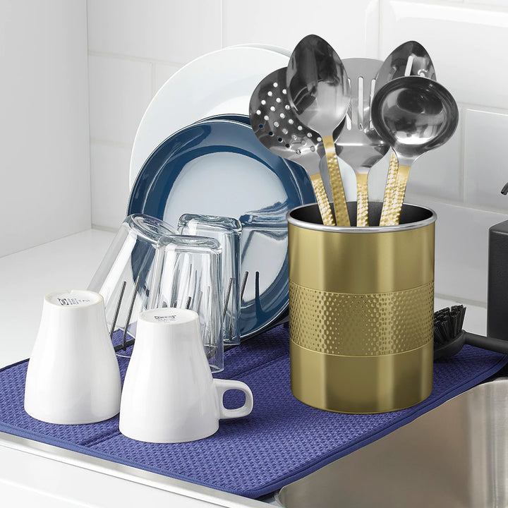 Stainless Steel Utensils holder | Hammered Finish |  2 qt Kitchen Organizer