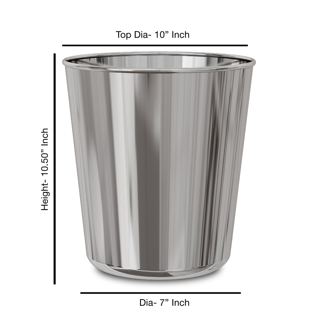 Stainless Steel Home Waste Bin 7 Qt | Modern Bathroom Trash Can | Shiny Mirror