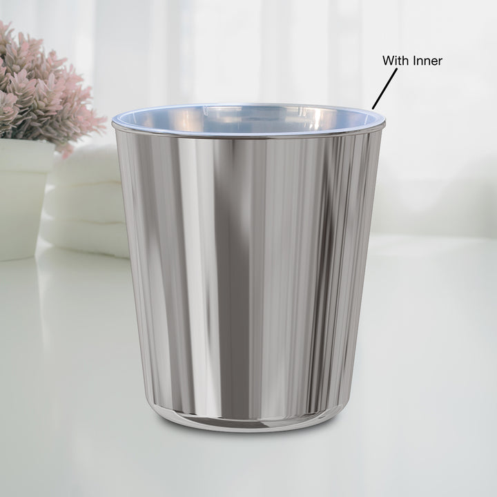 Stainless Steel Home Waste Bin 7 Qt | Modern Bathroom Trash Can | Shiny Mirror