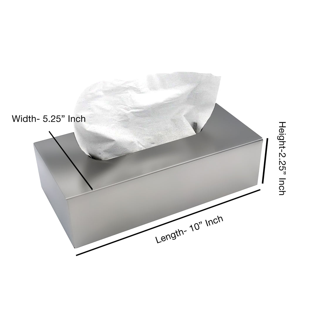 Tissue Box | Stainless Steel Flat Rectangle Tissue Box Cover Holder | Brushed