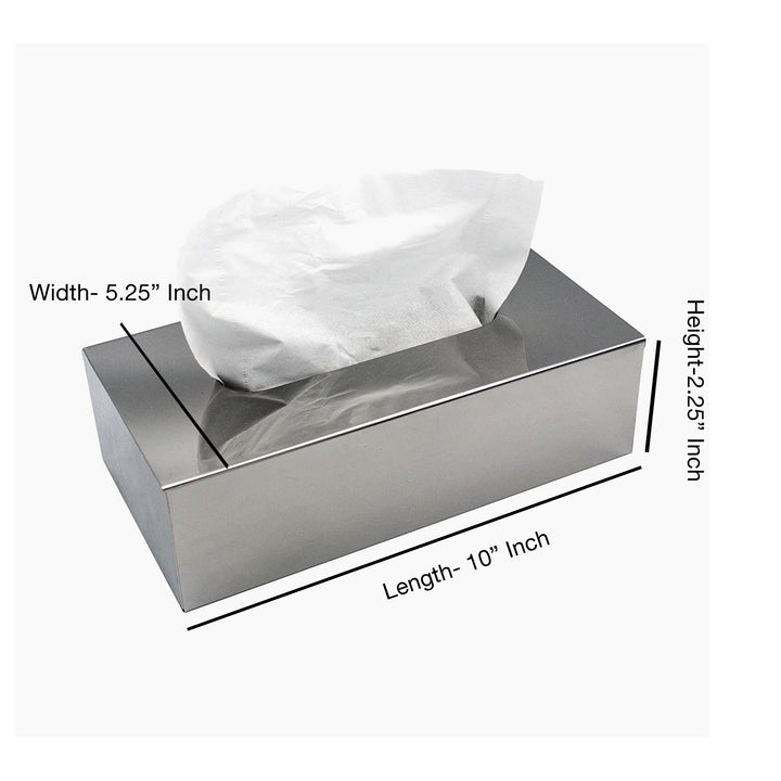 Tissue Box | Stainless Steel Flat Rectangle Tissue Box Cover Holder | Shiny