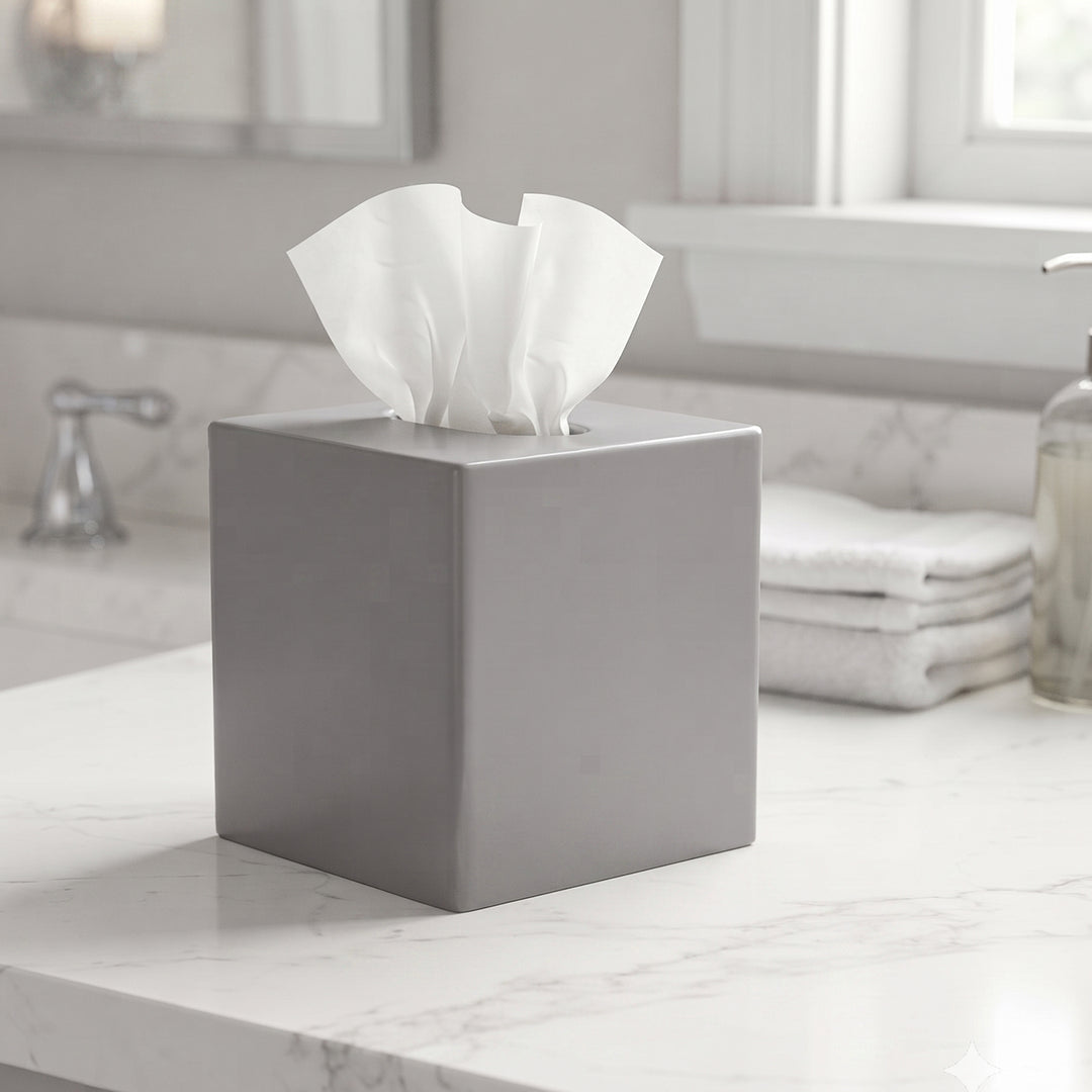 Tissue Box Holder | Stainless Steel Square Facial Tissue Box Cover | 4.7" x 4.7" x 5.7"