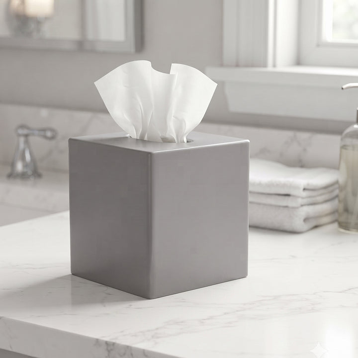 Tissue Box Holder | Stainless Steel Square Facial Tissue Box Cover | 4.7" x 4.7" x 5.7"