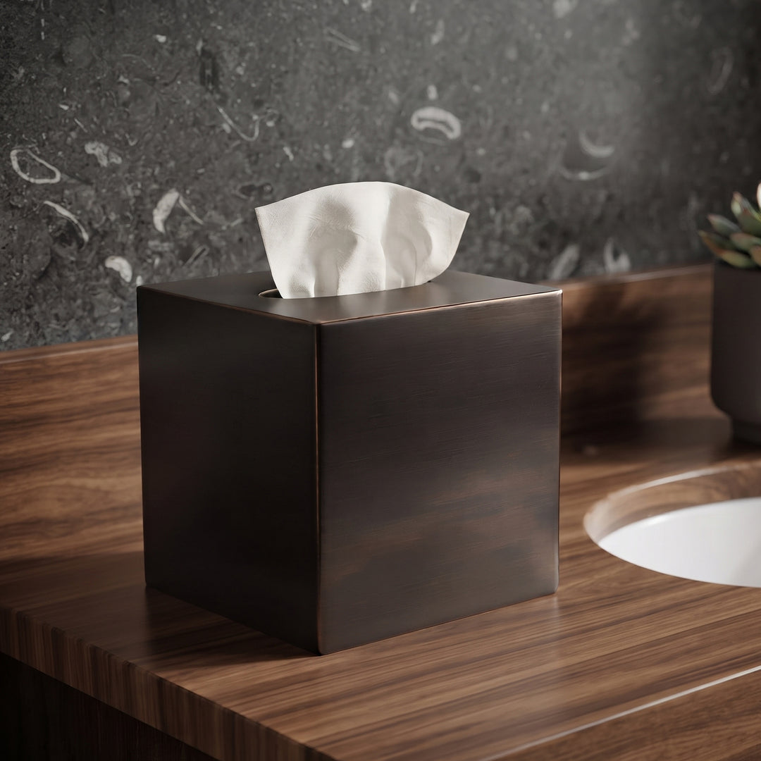 Tissue Box Holder | Stainless Steel Square Facial Tissue Box Cover | 4.7" x 4.7" x 5.7"