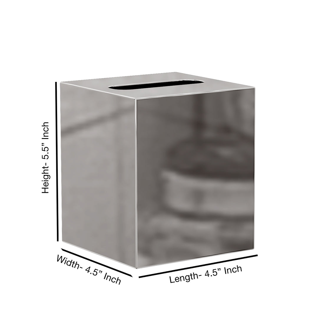 Tissue Box Cover | Stainless Steel Square Facial Tissue Box Holder | Shiny Finish